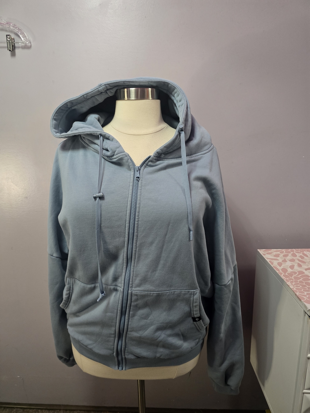 Popflex Light Blue Women's Zip Hoodie Jacket Size L/xl